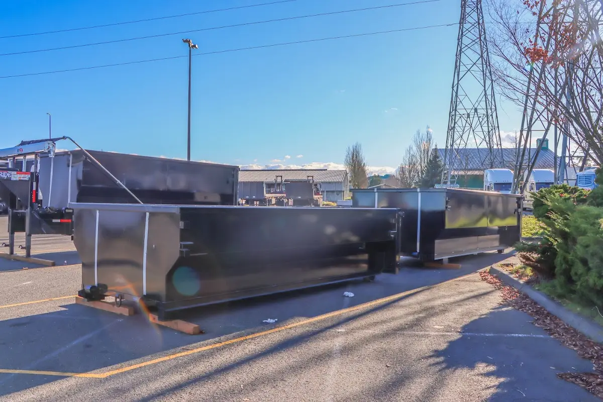 Roll-off dumpster ready for waste disposal at job site for 3 Yard Dumpster Rental in Haysville